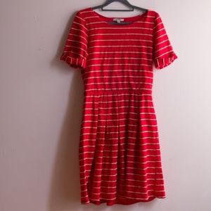 Anthropologie Red T-shirt Stripe Dress